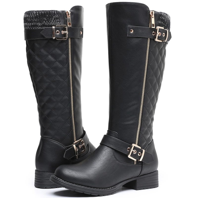 GLOBALWIN Women's Knee-High Boots Fall Winter Fashion Tall Black Riding Boots Size 8.5M - Image 2